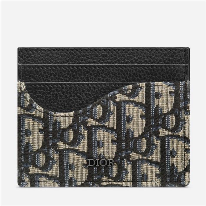 DIOR Saddle Men's Card Holder Wallet Black Leather