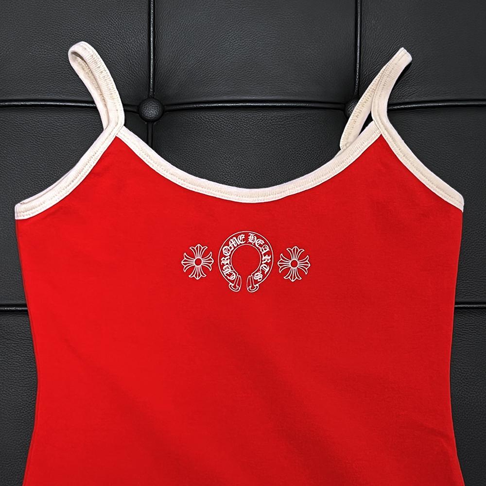 Chrome Hearts Horseshoe Logo Red Tank Top Sleeveless Shirt