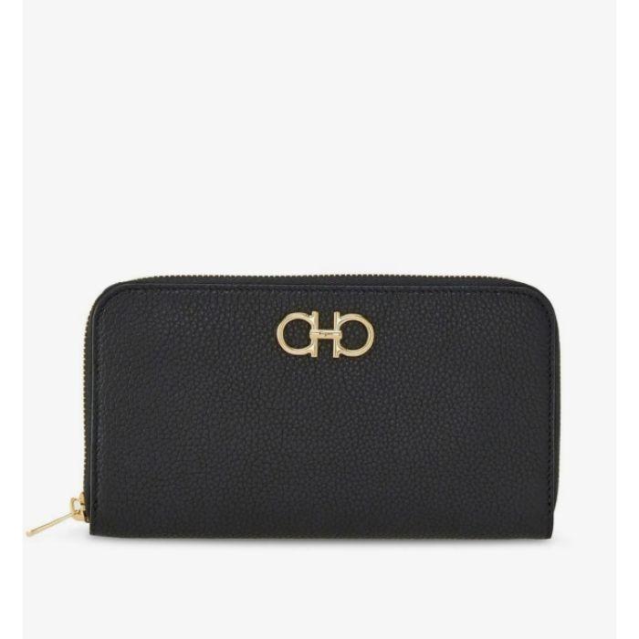 Ferragamo Gancini Continental Long Wallet Black