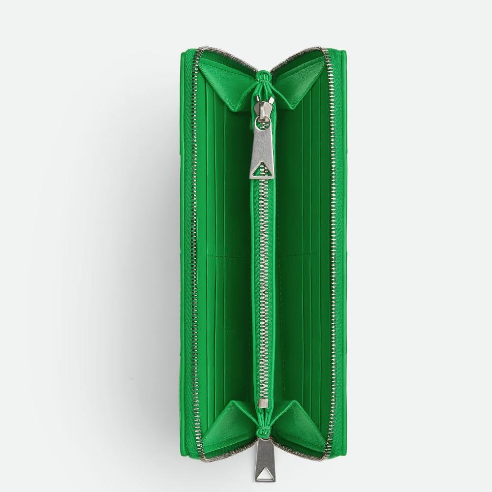 Bottega Veneta Cassette Parakeet Zip Around Long Wallet