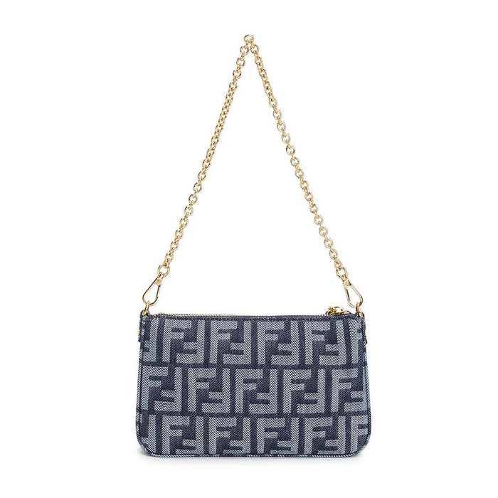 FENDI Women’s Chain Pouch Shoulder Bag Black Leather