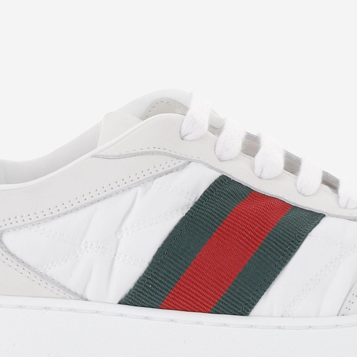 GUCCI White Leather Low-Top Sneakers