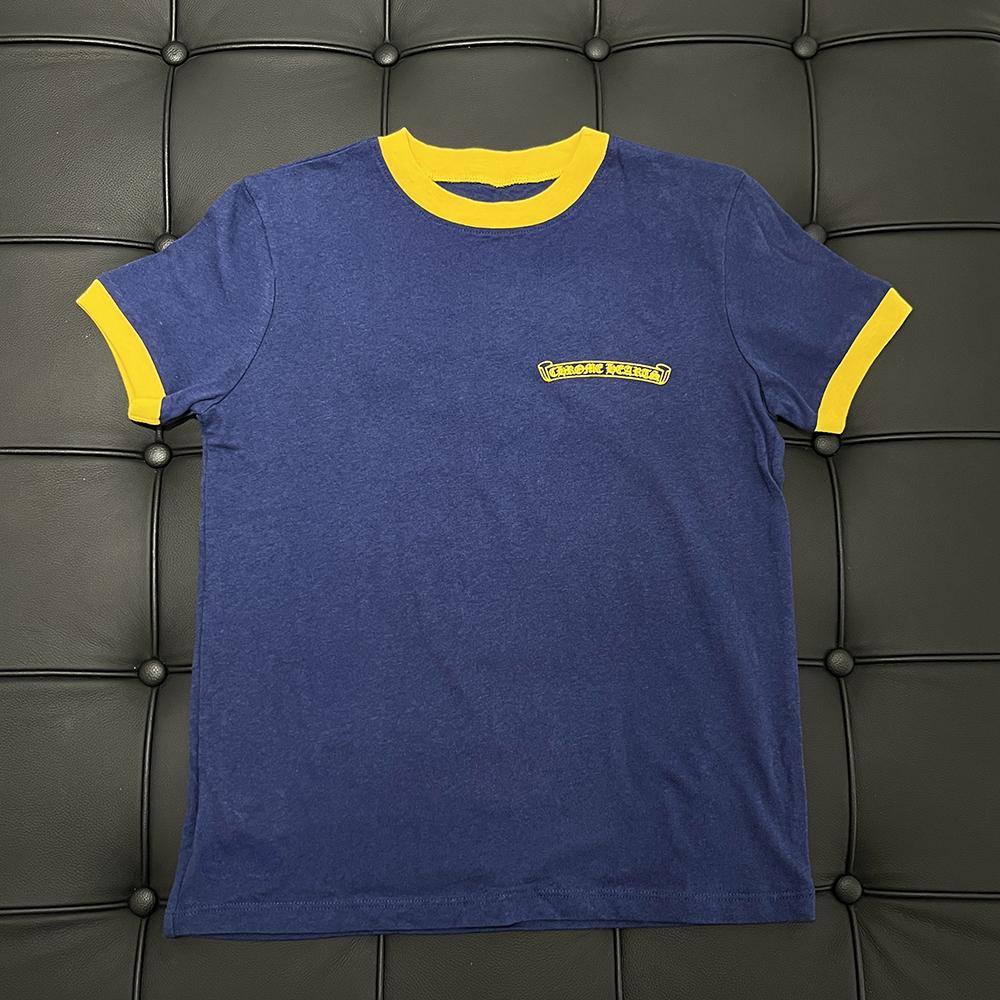 Chrome Hearts Horseshoe Roller Skate Ringer Short Sleeve T-Shirt Navy Yellow
