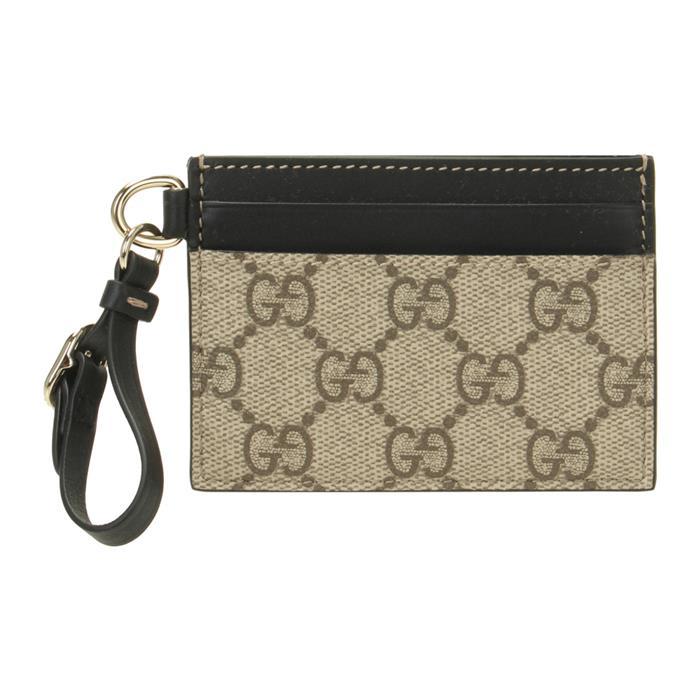 GUCCI GG Emblem Strap Card Case Wallet Ivory Leather