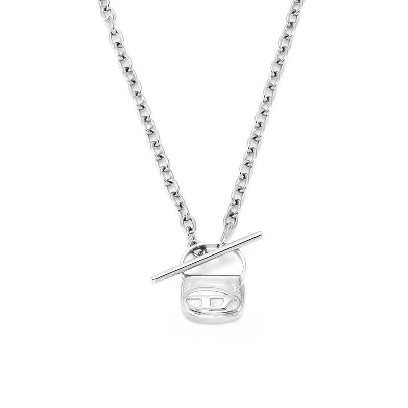 DIESEL Stainless Steel Black Charm Pendant Necklace for Men