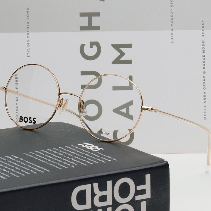 HUGO BOSS Rose Gold Titanium Round Eyeglass Frames Unisex BOSS1397 000
