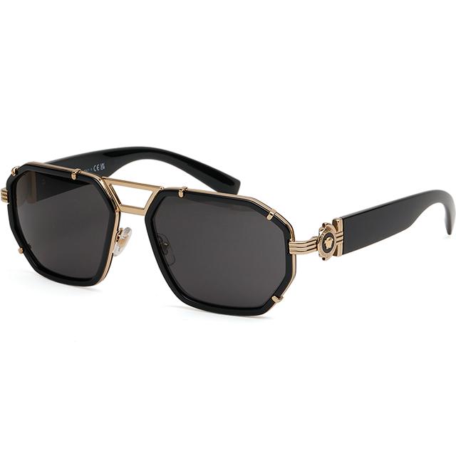 Versace Black Two-Bridge Medusa Gold-Trim Unisex Sunglasses VE2228 1002 87