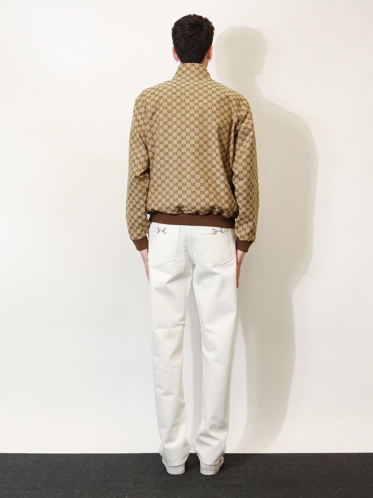 GUCCI Beige Wool Zip-Up Jacket for Men