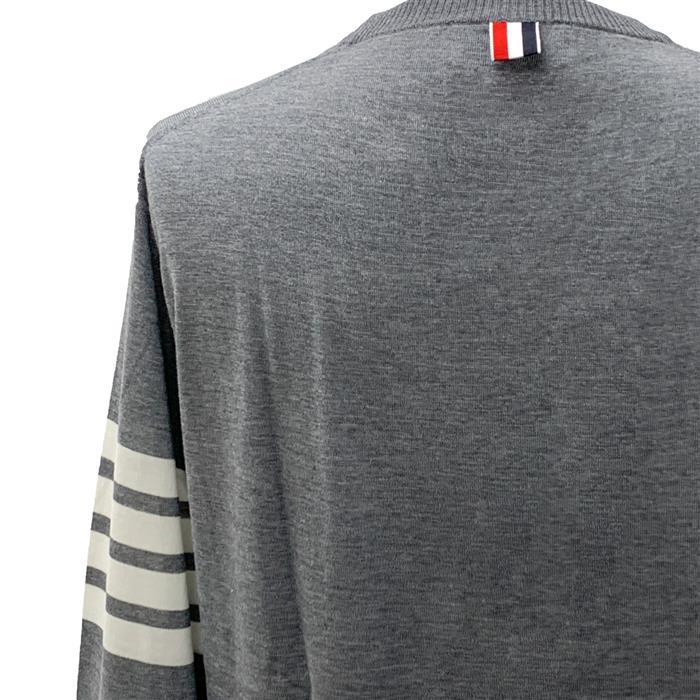 THOM BROWNE Merino Wool Armband Stripe Classic Crewneck Sweater MKA002A