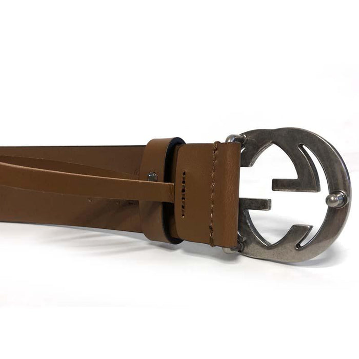 GUCCI Brown Leather Interlocking Logo Men's Belt 546389 BGHON 2535