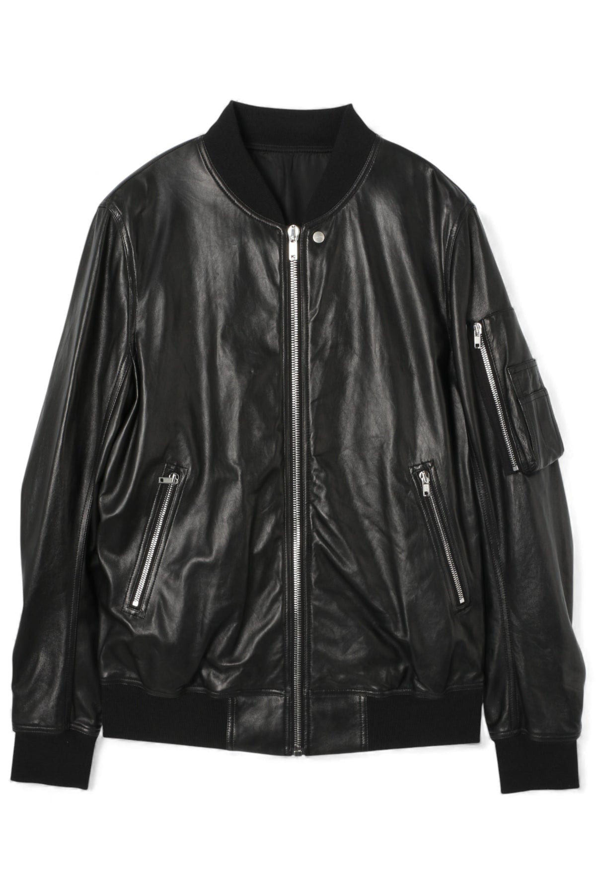 Rick Owens Lamb Leather Classic Flight Jacket Black RU01E5778 LBY 09