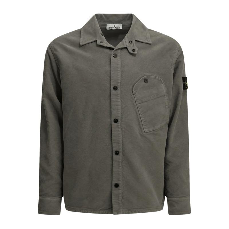 STONE ISLAND Cotton Moleskin Long Sleeve Men’s Shirt Navy