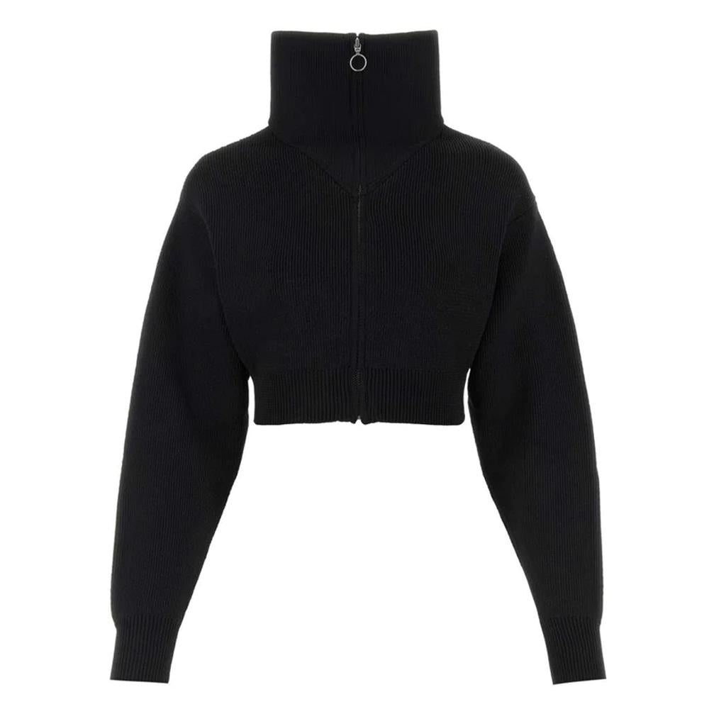 Isabel Marant OXANA Cropped Knit Zip-Up Jacket Black