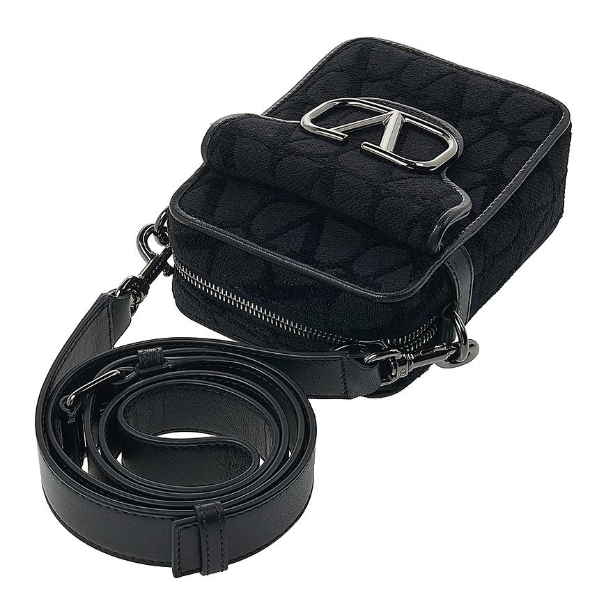 VALENTINO Iconography V Logo Crossbody Bag Black Unisex