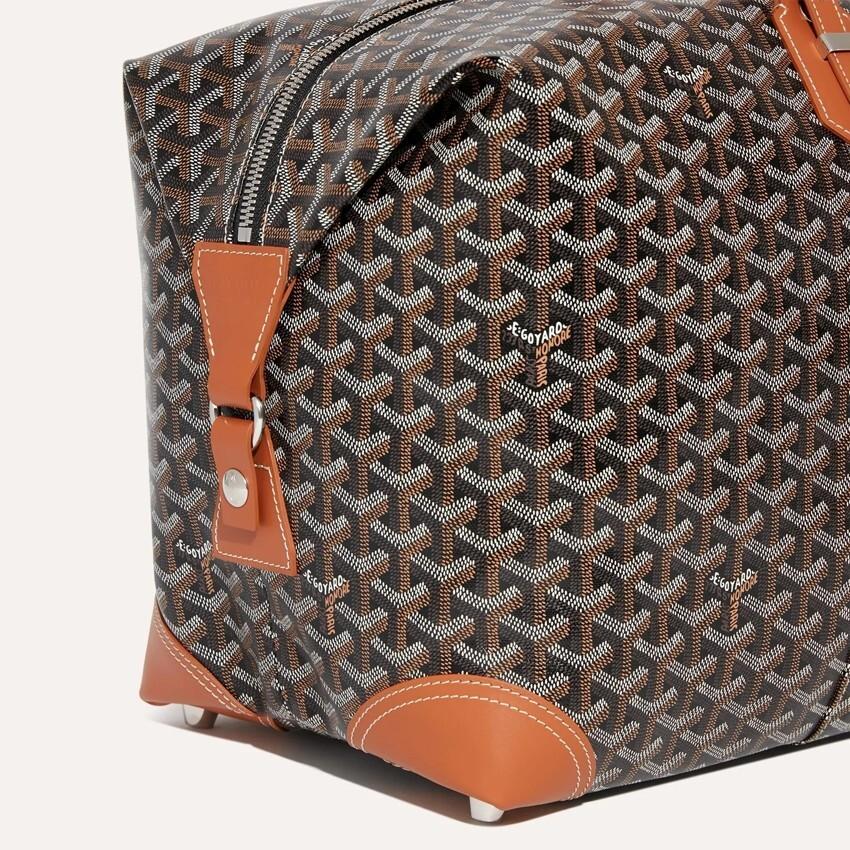 GOYARD Black Tan Brown Bowling 55 Unisex Clutch Bag BOWLIN 055 TY01 CL03
