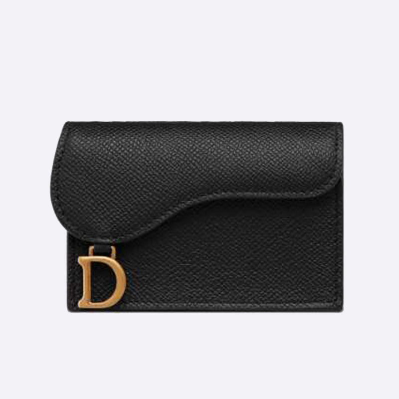 DIOR Black Calfskin Saddle Card Holder Wallet S5611CBAA