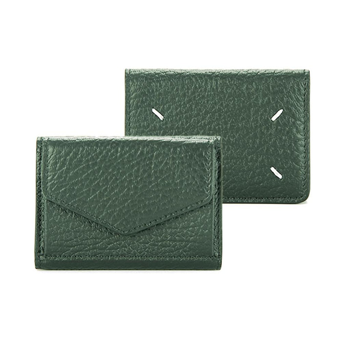 Maison Margiela Stitch Grain Leather Card Holder Wallet Navy