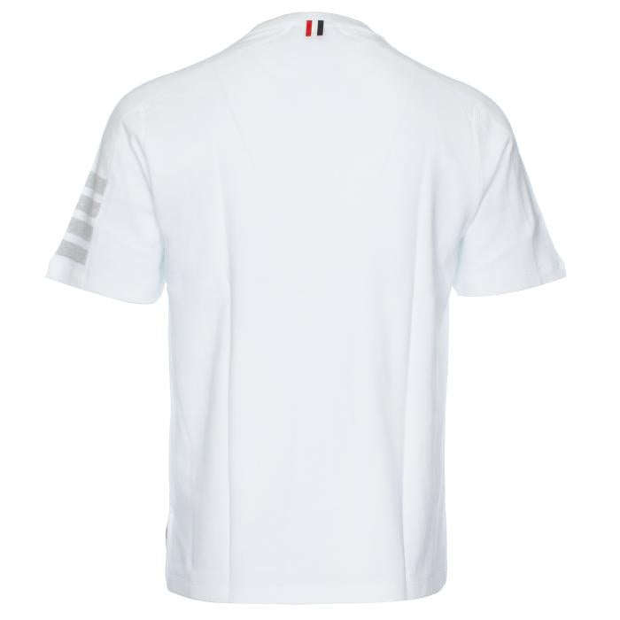 THOM BROWNE White Diagonal Stripe Short Sleeve T-Shirt