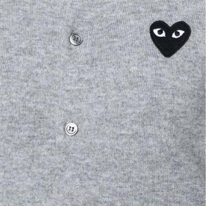 Comme des Garcons Grey Cardigan with Black Heart Patch Women’s