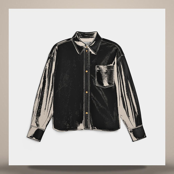 CELINE Soft Lambskin Black Long Sleeve Shirt RC0DB194T 38NO