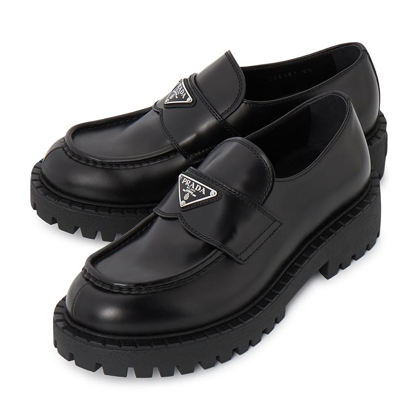 PRADA Black Leather Men's Loafers