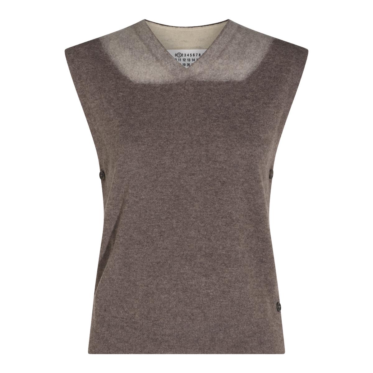 Maison Margiela Wool Knit Vest Women’s Ivory Sleeveless Sweater