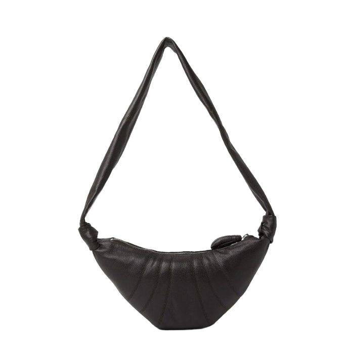 Lemaire Unisex Small Croissant Crossbody Shoulder Bag Black Leather