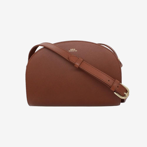 A.P.C. Demi-Lune Half Moon Crossbody Bag Nut Brown Leather