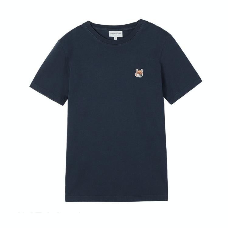 Maison Kitsune Fox Head Logo Navy Cotton Short Sleeve T-Shirt Women