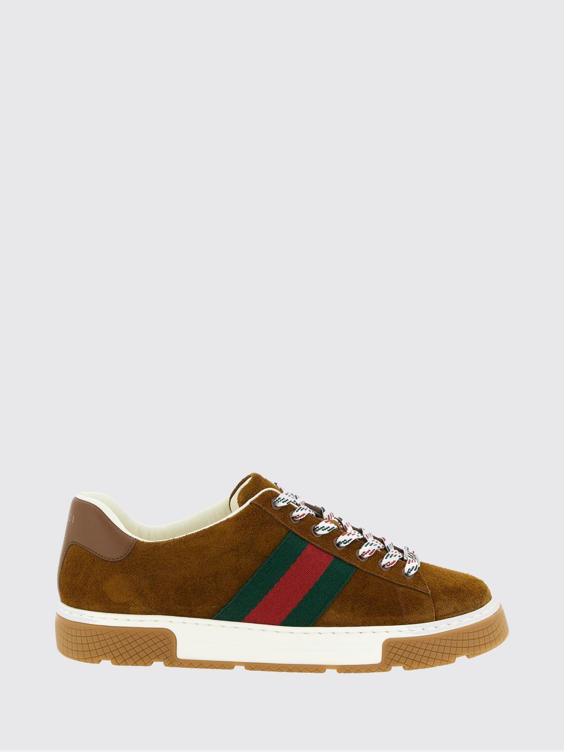 GUCCI Leather Low-Top Sneakers Men’s Brown