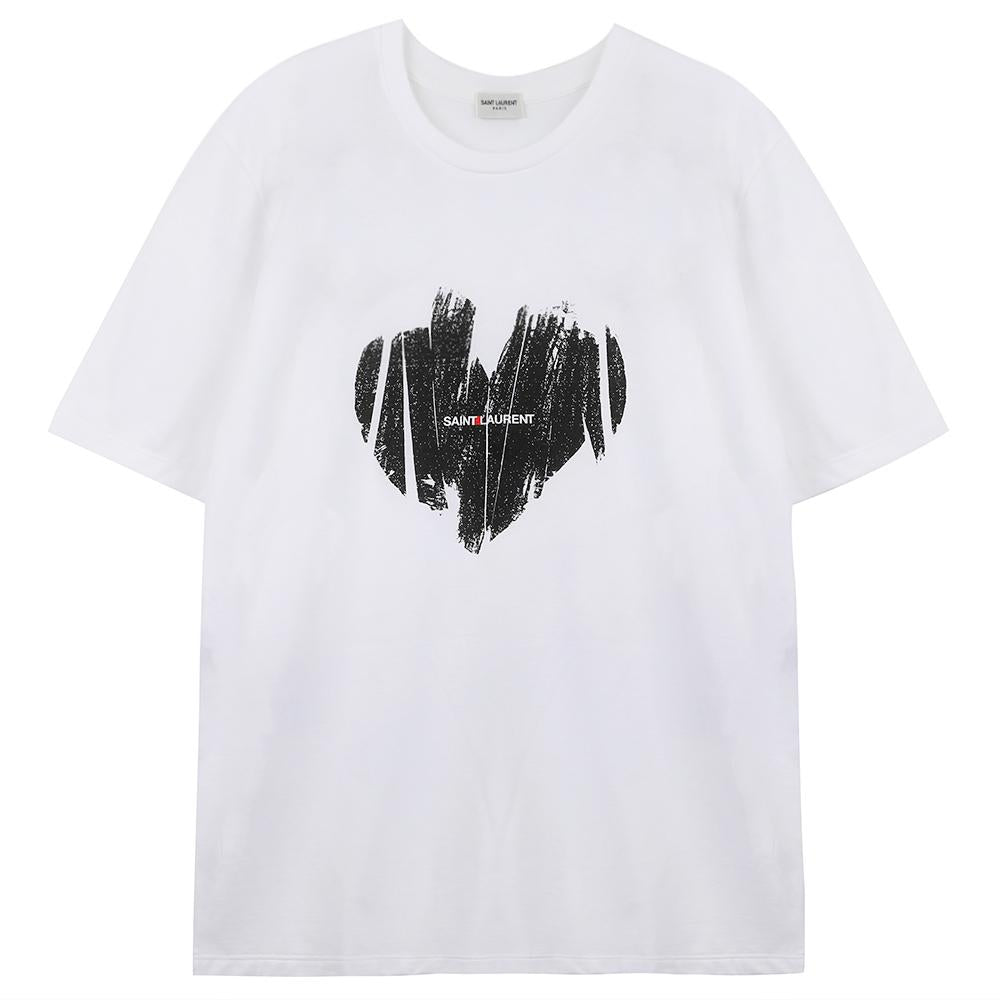 Saint Laurent Heart Graphic Cotton T-Shirt White