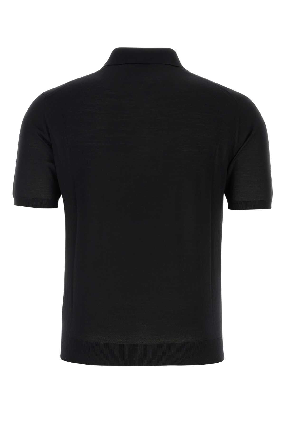 PRADA Black Cotton Short Sleeve Polo Shirt for Men