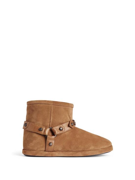 BALENCIAGA Alaska Soft Booties Kamel Brown Leather Ankle Boots