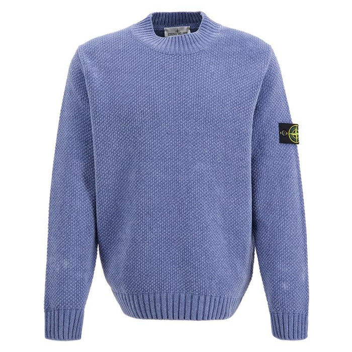 STONE ISLAND Men’s Mock Neck Knit Sweater Blue Cotton