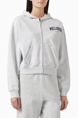 SPORTY&RICH Heather Gray Navy Logo Print Hoodie Sweatshirt ST068514 001GY 03