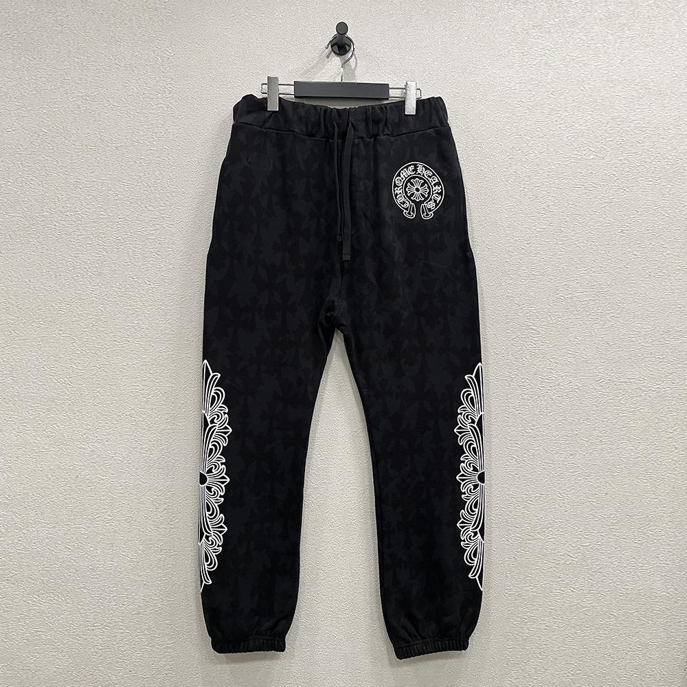 Chrome Hearts Black Cemetery Cross All Over Print Sweat Jogger Pants