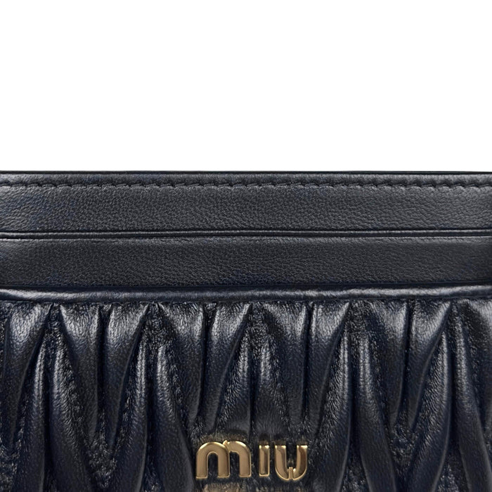Miu Miu Matelasse Leather Card Holder Black Women