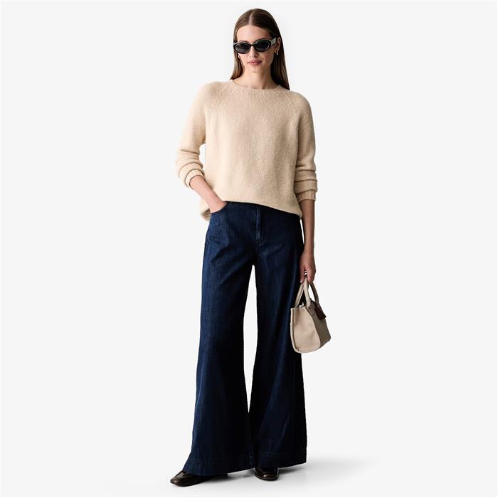 Max Mara Alpaca Blend Round Neck Knit Sweater Ivory