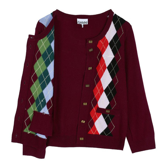 GANNI Women’s Check Knit Cardigan