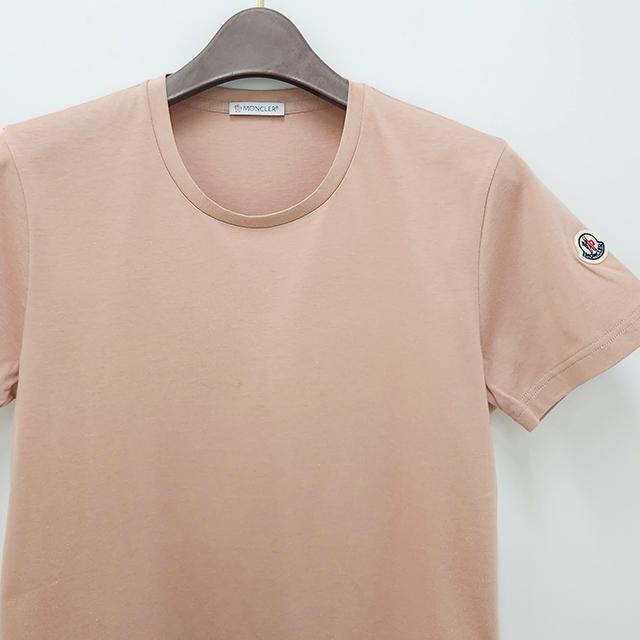 Moncler Logo Patch Cotton Jersey Short Sleeve T-Shirt Light Pink