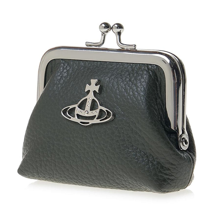 Vivienne Westwood Grain Leather Mini Frame Coin Purse Navy