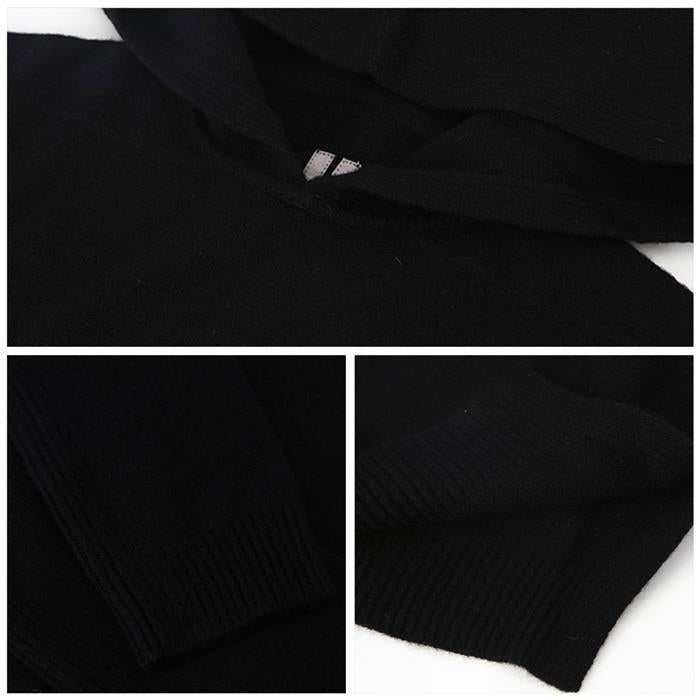 Rick Owens Cashmere Hooded Zip Sweater Black Men’s Knit