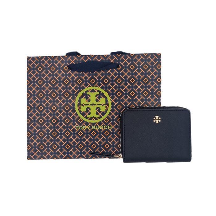 Tory Burch Saffiano Leather Emerson Zip Around Mini Card Wallet
