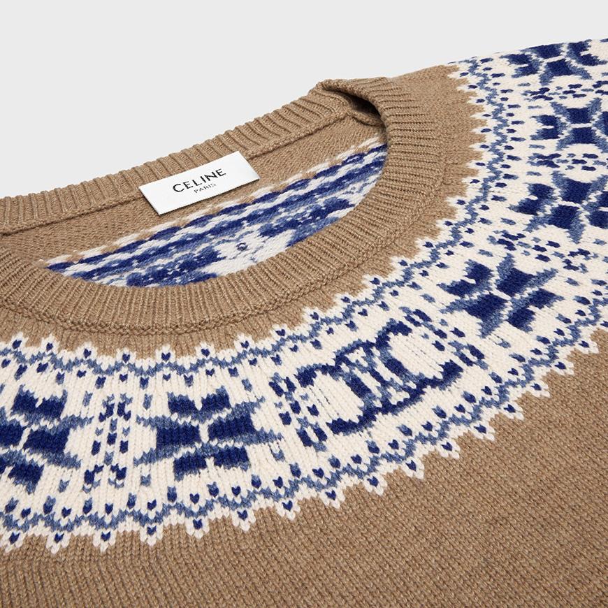 CELINE Fair Isle Crewneck Knit Sweater for Women RY0HM0N82 04FG