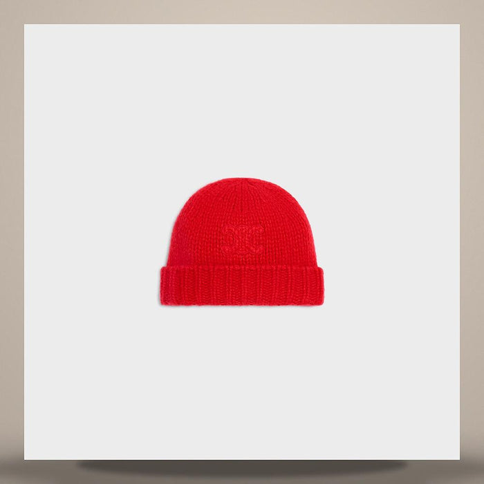CELINE Triomphe Beanie Cashmere Silk Bright Red AA09Y0899 27BR