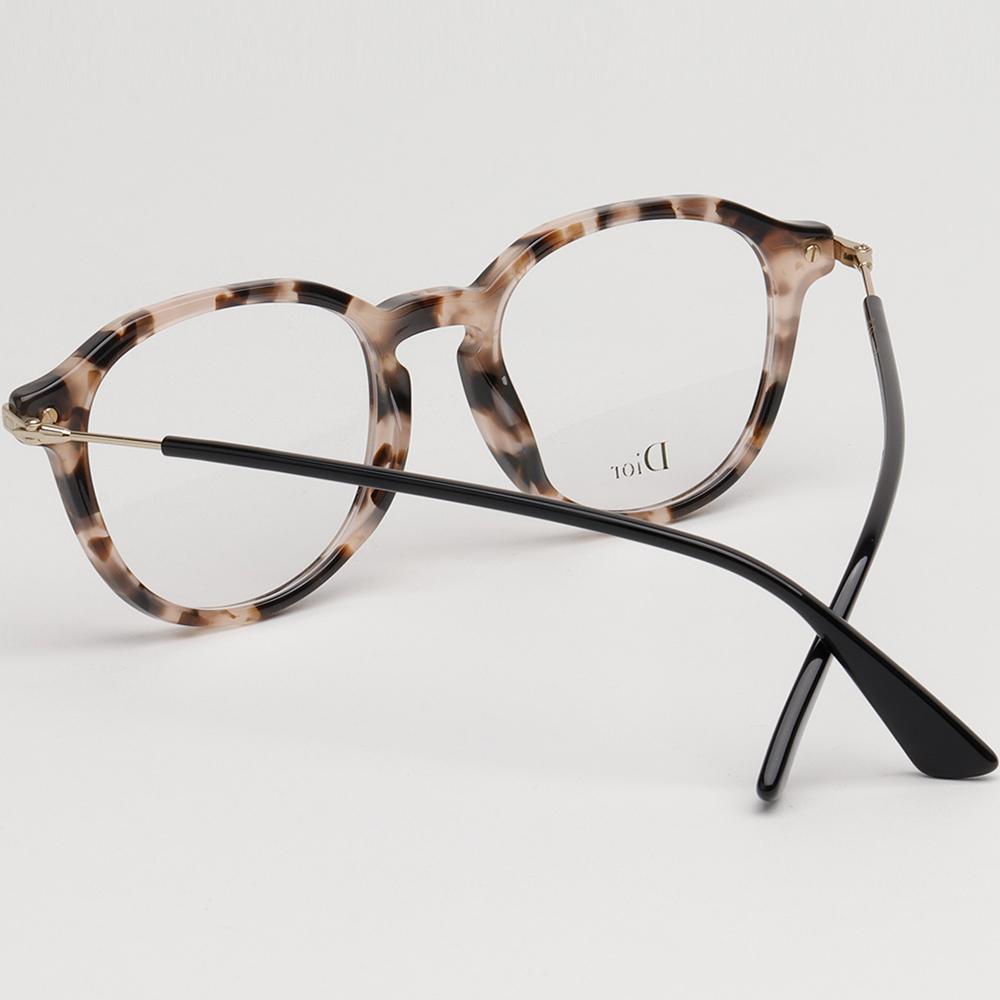DIOR Tortoiseshell Acetate Round Eyeglass Frames Unisex DIORESSENCE17 HT8