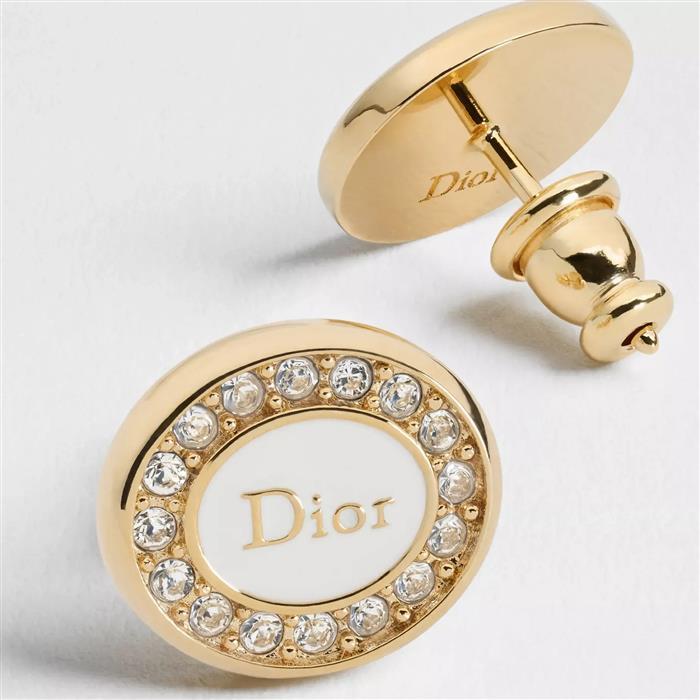 DIOR Core Earrings Gold-Tone Crystal Studs