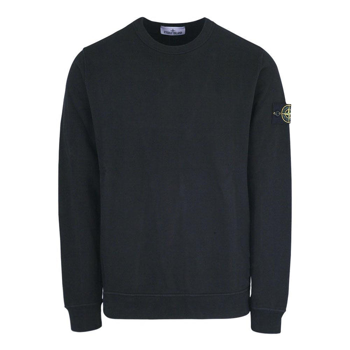STONE ISLAND Fleece Patch Logo Crewneck Sweatshirt Black Men’s