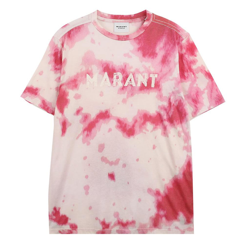 Isabel Marant Etoile Zewel Logo Cotton T-Shirt Pink TS0001FF D1N09E 40PK