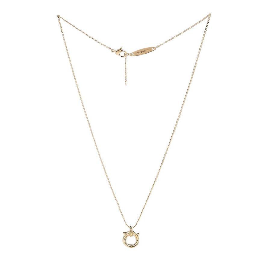 Ferragamo Gancini Pendant Necklace for Women Gold Tone